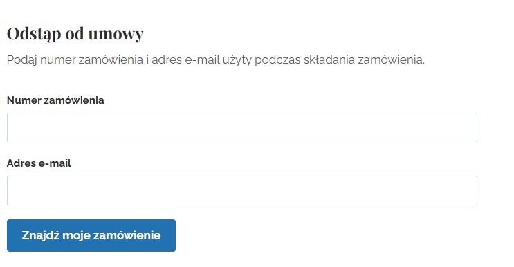 Mockup formularza zwrotu SP-Media EU Withdrawal w sklepie WooCommerce